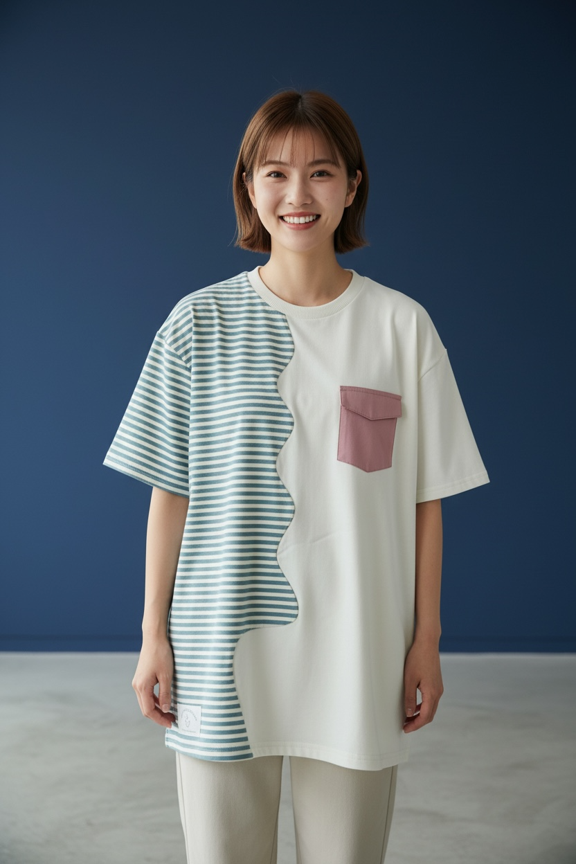Marseille Tee (2-Breton Stripe Moonstone) | Hooman (Adult/Kids)